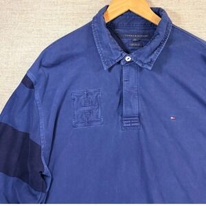 TOMMY HILFIGER Long Sleeve Logo Rugby Pullover Men XXL American Varsity Y2K 90s